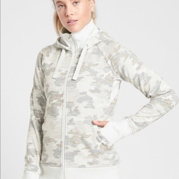 Athleta Triumph Printed Hoodie Color Grey Gypsum Camo LP - Picture 8 of 8